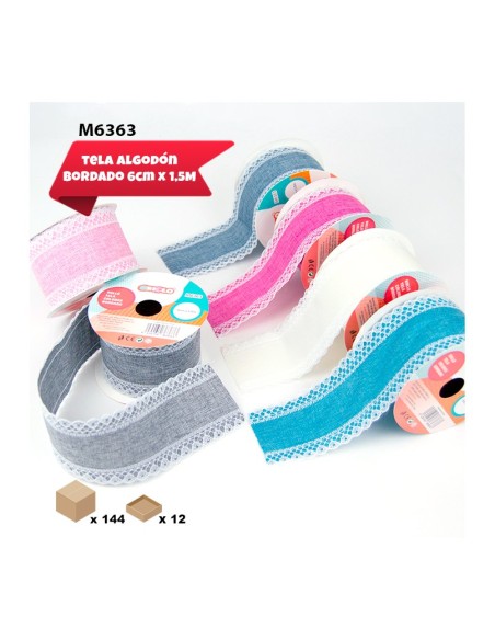 CINTA DE TELA DE COLORES CON BORDADO 5CMX1.5M