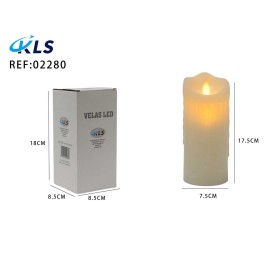 VELA LED CERA EFECTO GOTEO 17,5CM