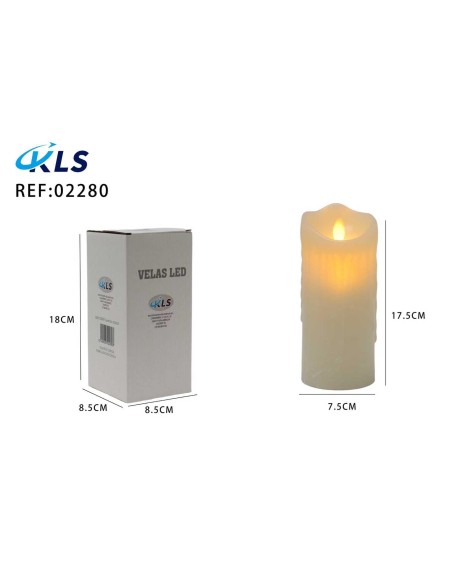 VELA LED CERA EFECTO GOTEO 17,5CM