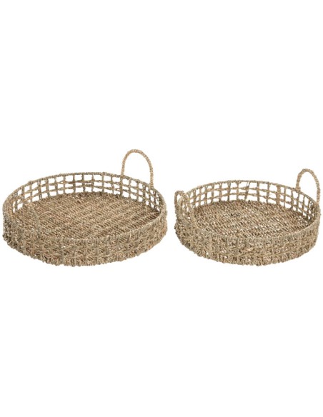 BANDEJA SET 2 SEAGRASS METAL 40X40X15 NATURAL