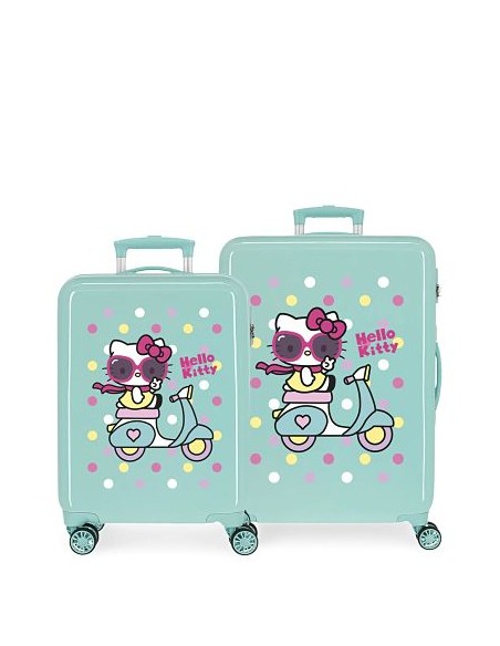 SET 2/TROLLEY ABS 55-68CM.4R. GIRL GANG HELLO KITTY TURQUESA