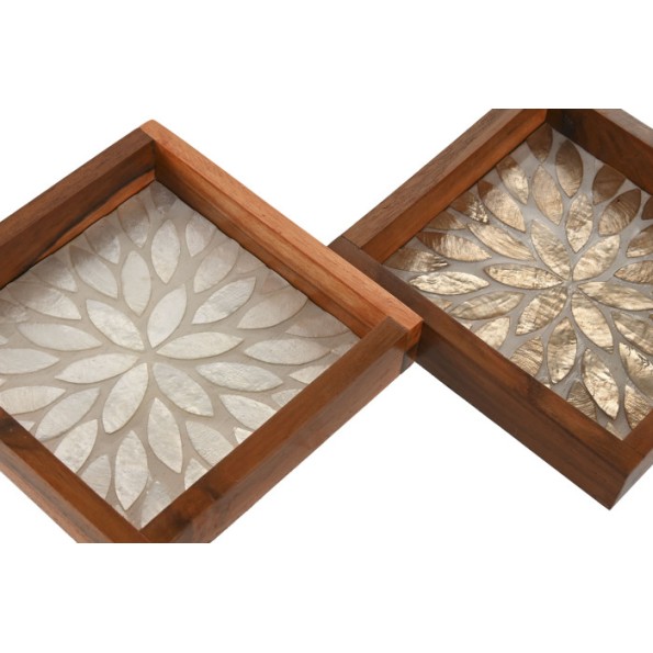 BANDEJA VACIABOLSILLOS TECA CAPIZ 15X15X3 2 SURT.