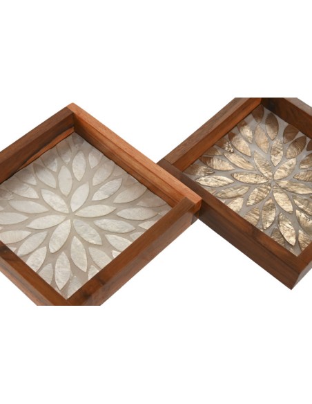 BANDEJA VACIABOLSILLOS TECA CAPIZ 15X15X3 2 SURT.