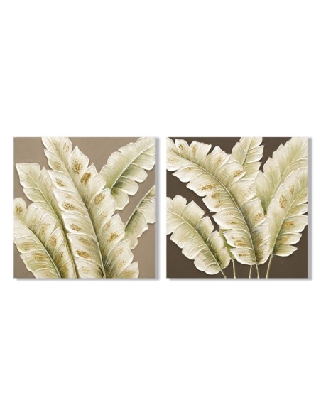 CUADRO LIENZO MDF 50X2,5X50 HOJAS PALMERA 2 SURT.