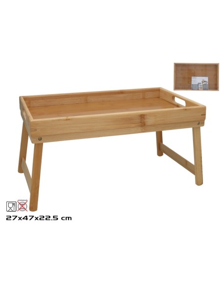BANDEJA BAMBU C/PATAS 47X27X22.5CM