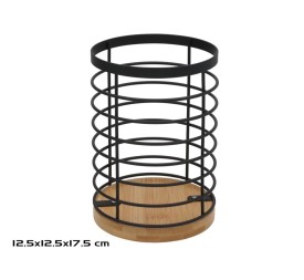 PORTACUBIERTOS STEVEN 12,5X12,5X17,5CM NEGRO