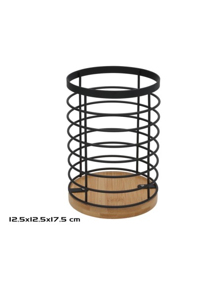 PORTACUBIERTOS STEVEN 12,5X12,5X17,5CM NEGRO