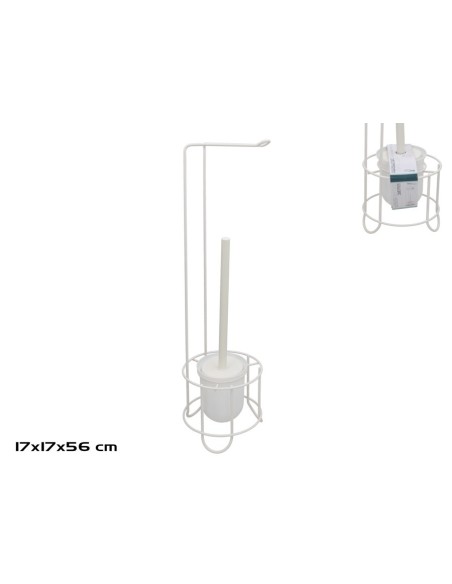 ESCOBILLERO PORTARROLLO WC WILLIAM 17X17X56,5CM BL