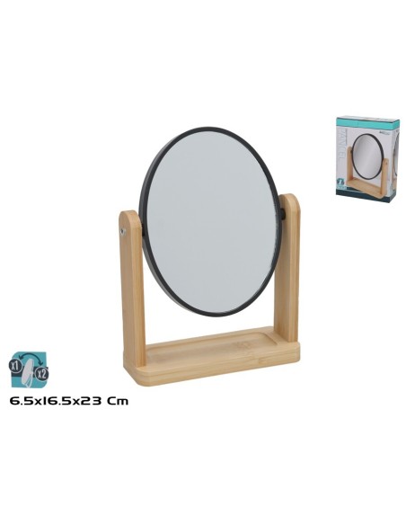 ESPEJO AUMENTO 1X 2X PANCEL 16X6.5X23CM NEGRO