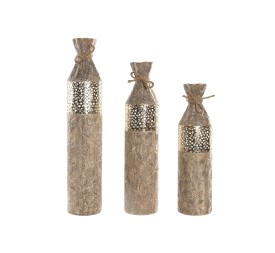 JARRON SET 3 METAL CUERDA 17X17X63 54/45CM RUGOSO