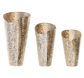 JARRON SET 3 METAL 27X27X56 44/37CM DORADO