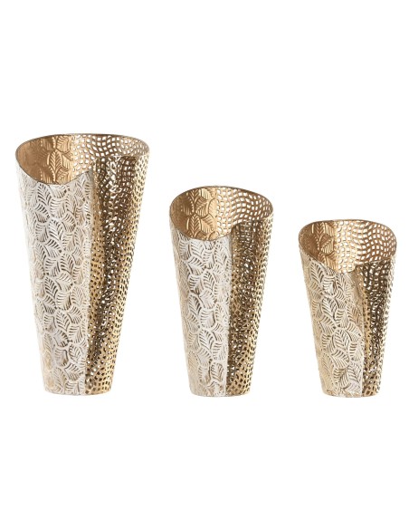 JARRON SET 3 METAL 27X27X56 44/37CM DORADO