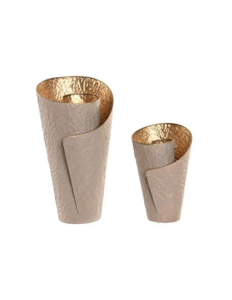 JARRON SET 2 METAL 26X29X54 21X21X34 BEIGE