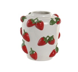 JARRON CERAMICA 18X17.5X20.5 FRESAS BLANCO