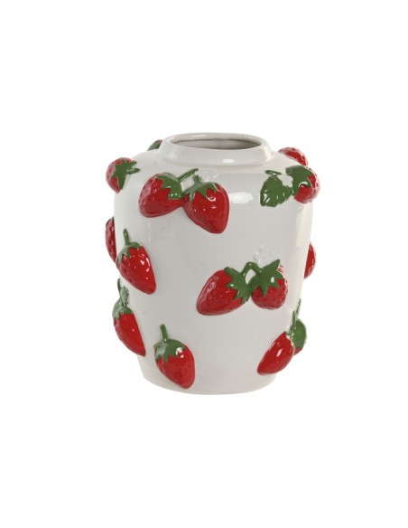 JARRON CERAMICA 18X17.5X20.5 FRESAS BLANCO