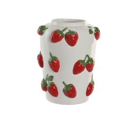 JARRON CERAMICA 21X21X30 FRESAS BLANCO