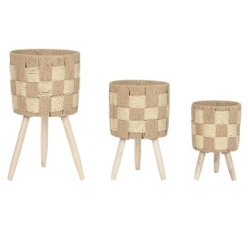 MACETERO SET 3 FIBRA PINO 30X30X56 TRENZADO