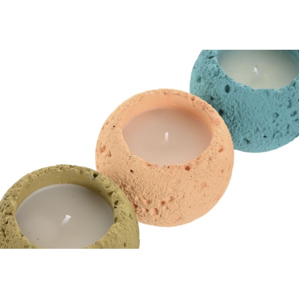 VELA PERFUMADA CEMENTO 9X9X7 RUGOSO 3 SURT.