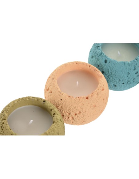 VELA PERFUMADA CEMENTO 9X9X7 RUGOSO 3 SURT.