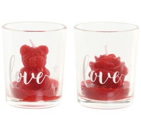 VELA CERA CRISTAL 5X5X6,5 30 GR. OSO ROSA 2 SURT.