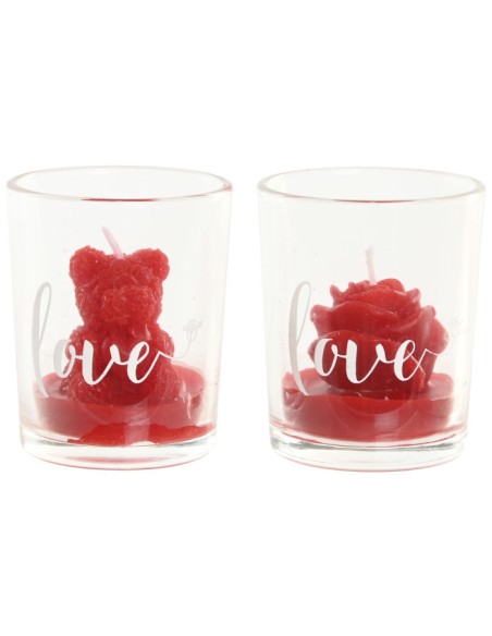 VELA CERA CRISTAL 5X5X6,5 30 GR. OSO ROSA 2 SURT.