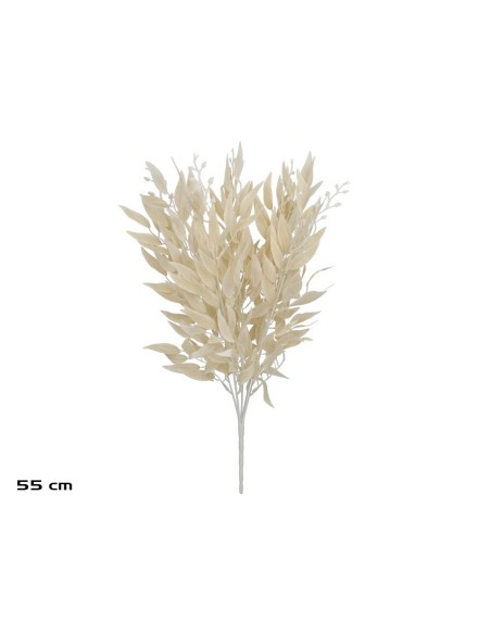 RAMO HOJAS RUSCUS X 5 - 55 CM (BEIGE)