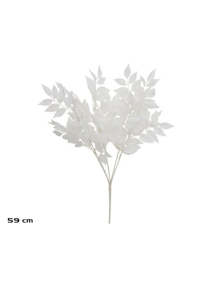 RAMO HOJAS ROWAN X 5 - 59 CM (BLANCO)