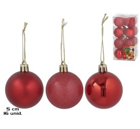 SET 16 BOLAS DE NAVIDAD ROJO 5CM 3 SURTI