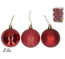 SET 12 BOLAS DE NAVIDAD ROJAS 6CM 3 SURT