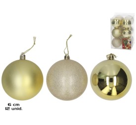 SET 12 BOLAS DE NAVIDAD ORO 6CM 3SURTIDO