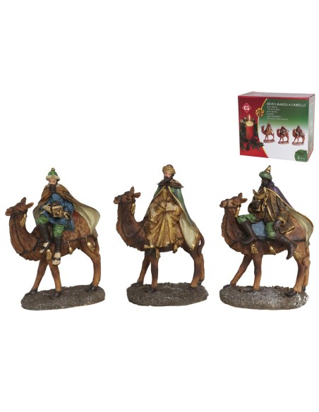 REYES MAGOS A CAMELLO 13X19.5X8CM 3SURT
