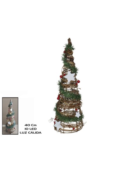 CONO ESTRELLAS 10 LED CÁLIDO 40X13CM