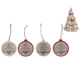 BOLA NAVIDAD PLANA C/MENSAJE 9CM 4STD