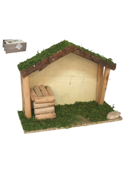 PORTAL BELEN CON ALTILLO Y MUSGO 25X11X19CM