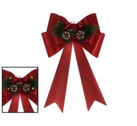 LAZO XMAS 5 LED 41X66CM CON PIÑAS ROJO BRILLO