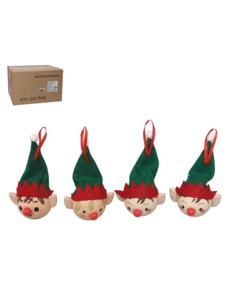 BOLA PVC 80 MM CON CARA ELFO Y GORRO 4 SURTIDOS