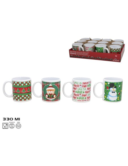 TAZA MUG XMAS 330ML 4 DISEÑOS  N 1  8,2X9,6CM