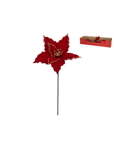 FLOR ROJA PICK C/RIBETE DORADO 38CM