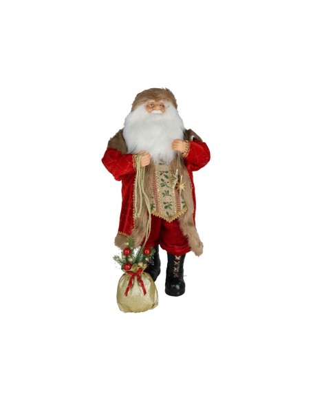 SANTA CLAUS DE PIE 80CM  ROJO Y ORO
