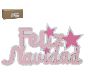 CARTEL FELIZ NAVIDAD ROSA 39X14,5CM