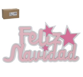 CARTEL FELIZ NAVIDAD ROSA 29X11CM