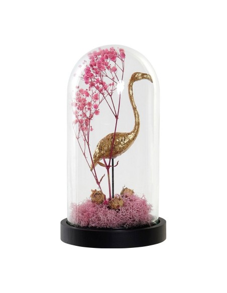 DECORACION RESINA CRISTAL 11X11X22 FLAMENCO DORADO