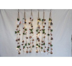 COLGANTE PIÑAS DE PINO C/ FORMAS Y 20LEDS 150CM ST