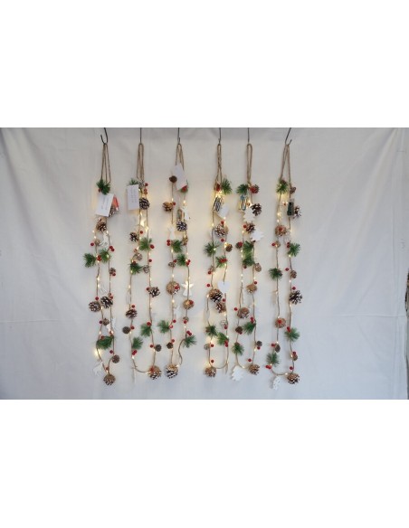COLGANTE PIÑAS DE PINO C/ FORMAS Y 20LEDS 150CM ST