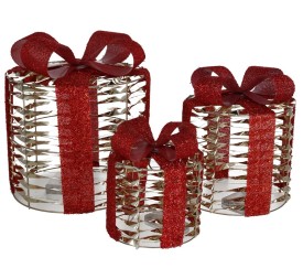 CAJAS REGALO X3 C/90 LUCES 25X25X28CM ORO
