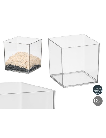 JARRON CUADRADO ACRILICO 12X12CM