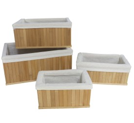 SET 4 CESTAS BAMBU CON TELA