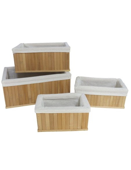 SET 4 CESTAS BAMBU CON TELA