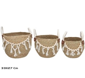 SET 3 CESTAS C/ASAS LOURA 33X27CM