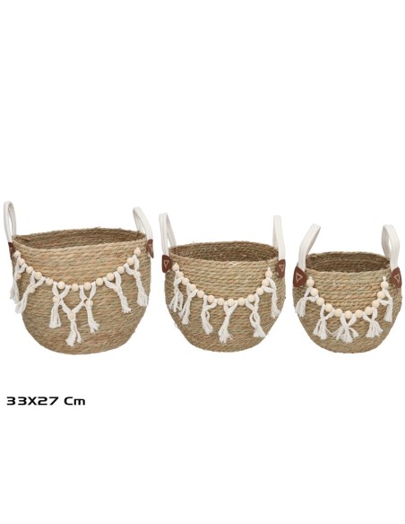 SET 3 CESTAS C/ASAS LOURA 33X27CM